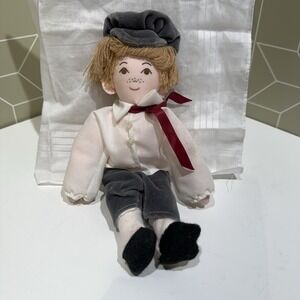 Rare Vintage Cloth Dolls Handmade Folk Art Boy Yarn Hair
